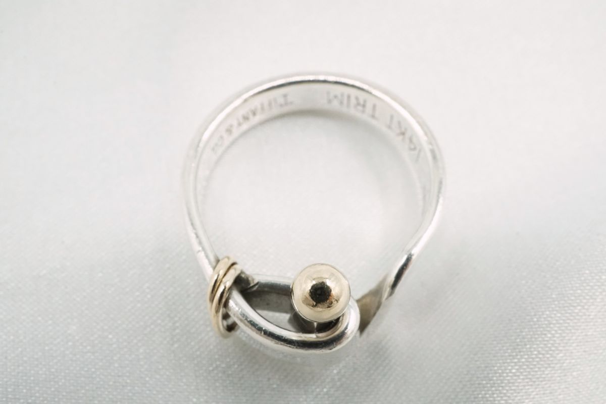 TIFFANY&Co. ティファニー フック＆アイ コンビ リング 指輪 約14号 14KT SV925 金 ゴールド 銀 シルバー TIFFANY&Co. 8403j