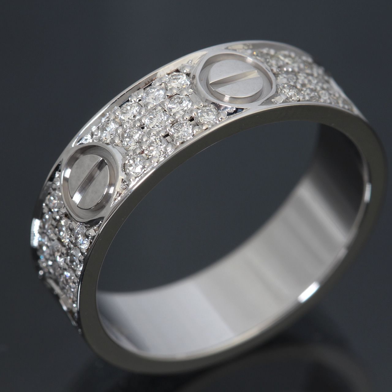 美品 カルティエ Cartier ラブリング 750 WG パヴェ アフター