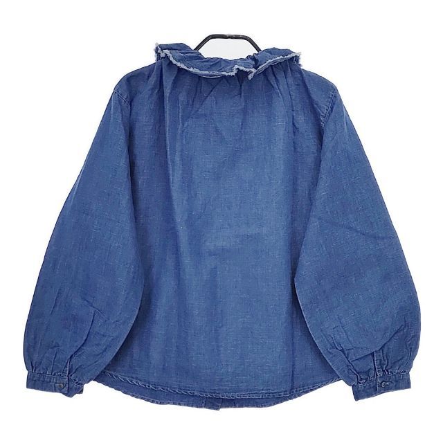 nest Robe 01194-1346 フリルカラー コットンリネン インディゴ ブラウス シャツ ブルー ネストローブ 5-0616M 261439 nest Robe 01194-1346 フリルカラー コットンリネン インディゴ