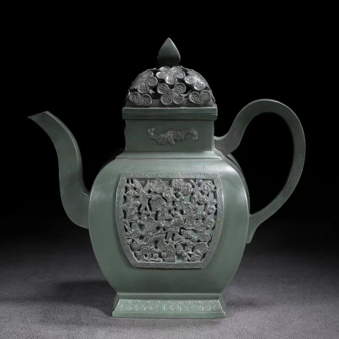 中国骨董★旧家珍蔵品・原鉱緑泥・紫砂手彫・大清乾隆紋・急須.茶道具・茶道聖24041314