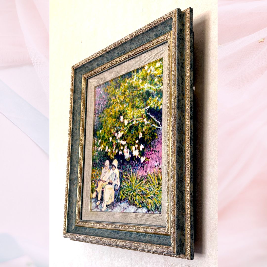 油彩画 【女性と花】 肉質画