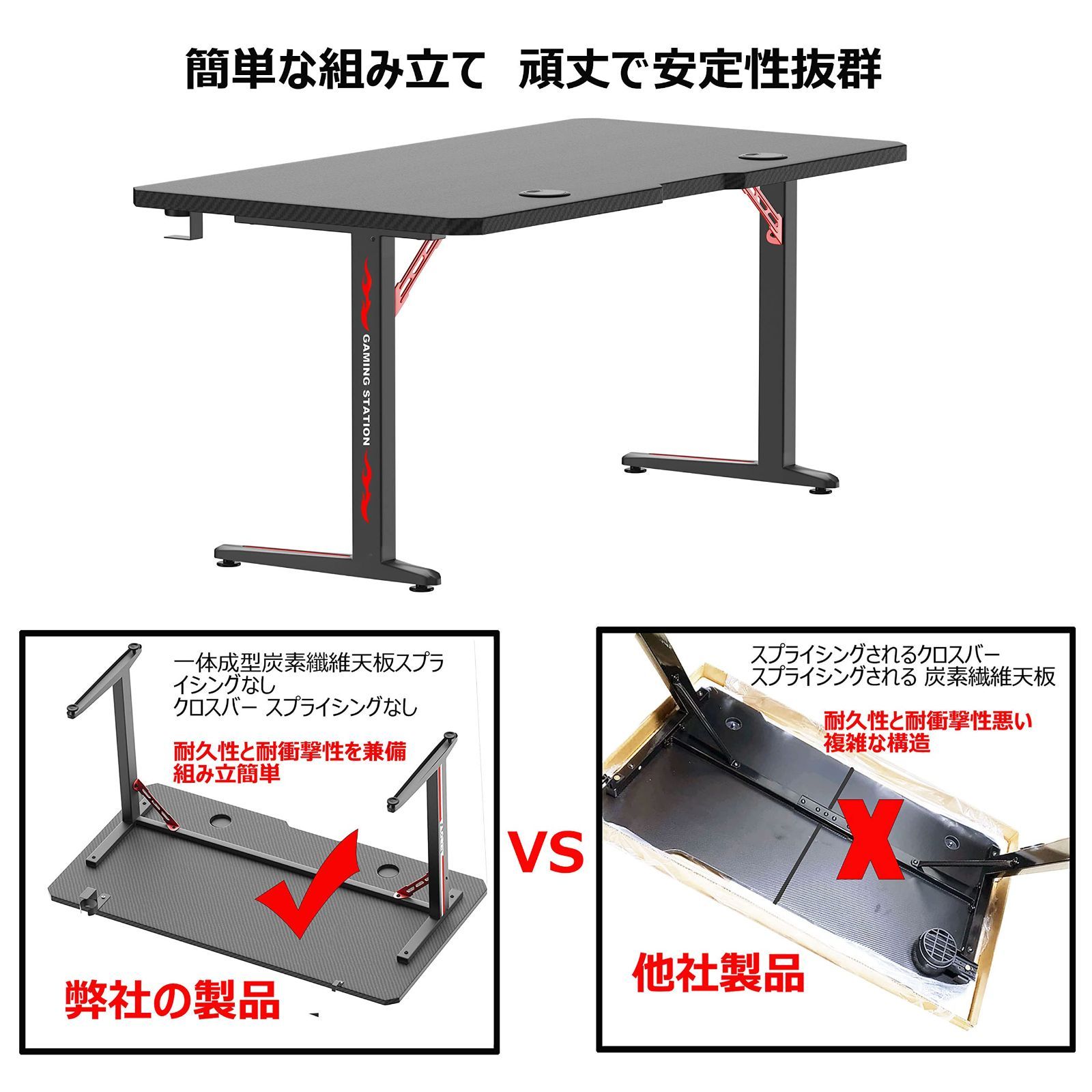 AVOSEA ゲーミングデスクメーカー一年幅112cm*奥行6cm*高さ73cm