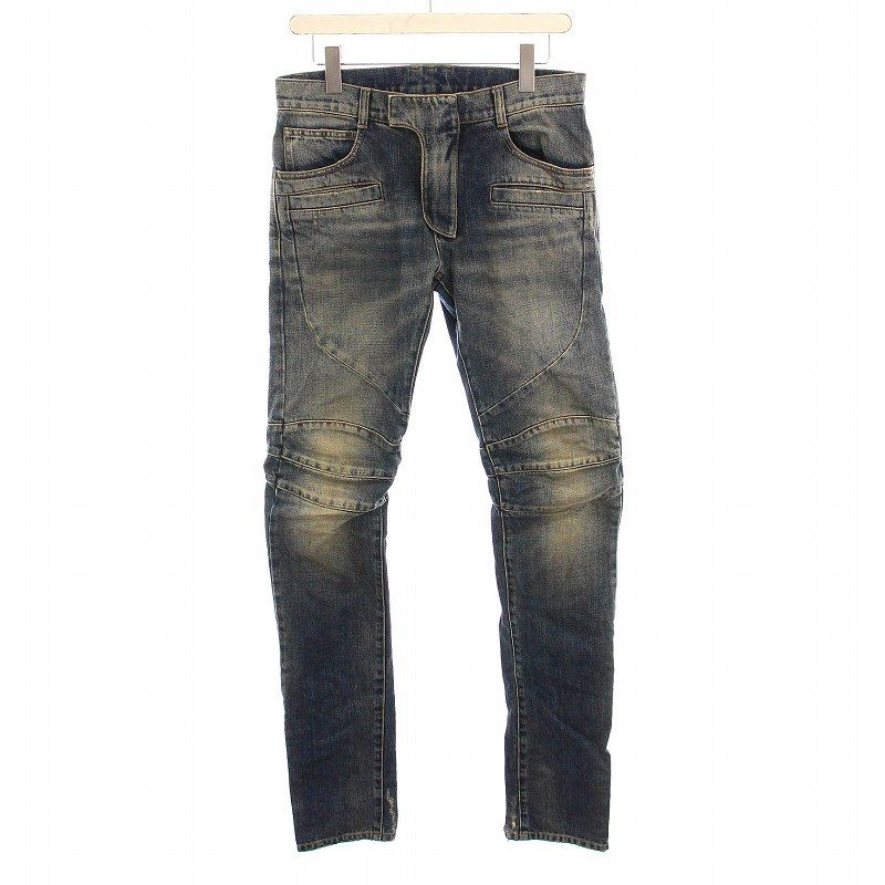 バルマン BALMAIN デニムパンツ ジーンズ ダメージ加工 W28 インディゴ