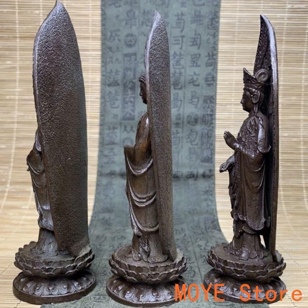 仏教美術 三聖仏 西方三聖仏像 小仏像 銅製 銅器 【公式通販】