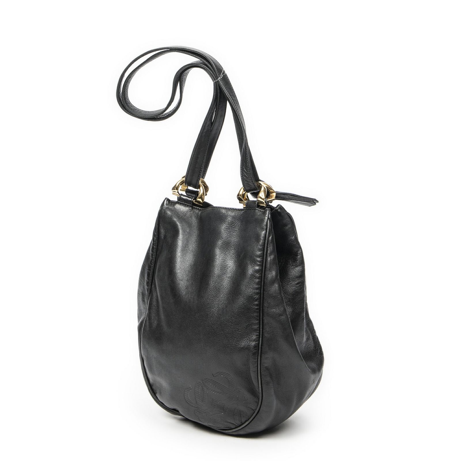 LOEWE ロエベヴィンテージ アナグラム ショルダートート黒ナッパレザーAB