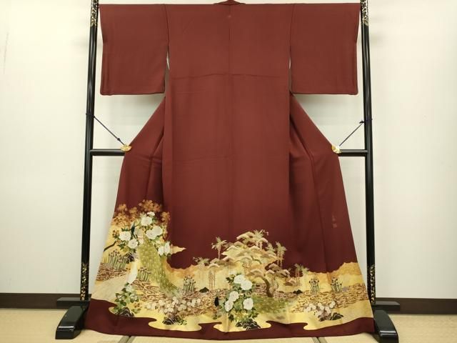 平和屋着物▽松尾光琳 色留袖 刺繍 孔雀図 金銀彩 さが美扱い