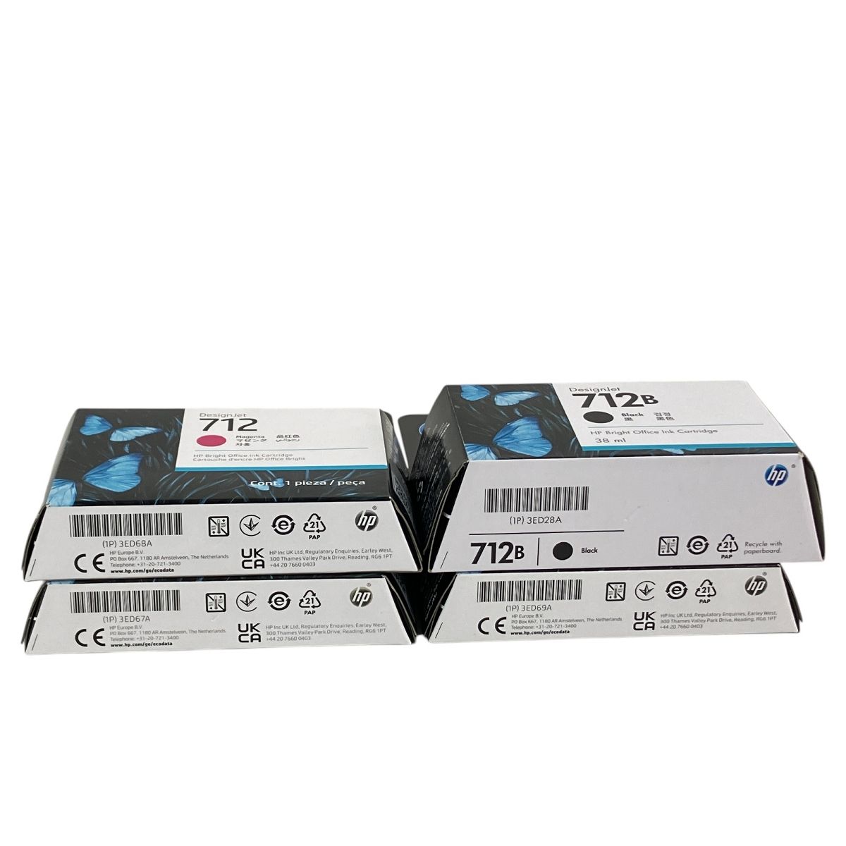 HP 712 712B 純正インク ブラック/カラー 4色セット 80/29mL 各1