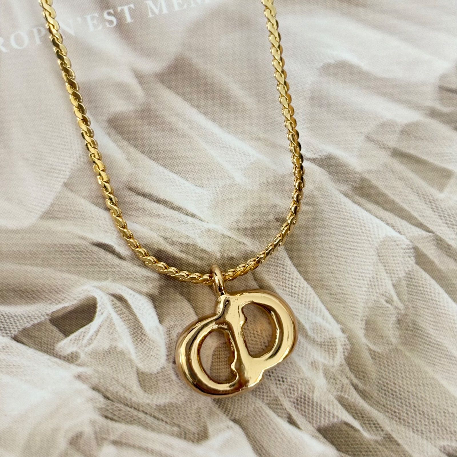 美品✨ クリスチャン　ディオール　ネックレス　CD　ゴールド　ヴィンテージ　希少 極美品】クリスチャンディオール ネックレス CDロゴ GPメッキ