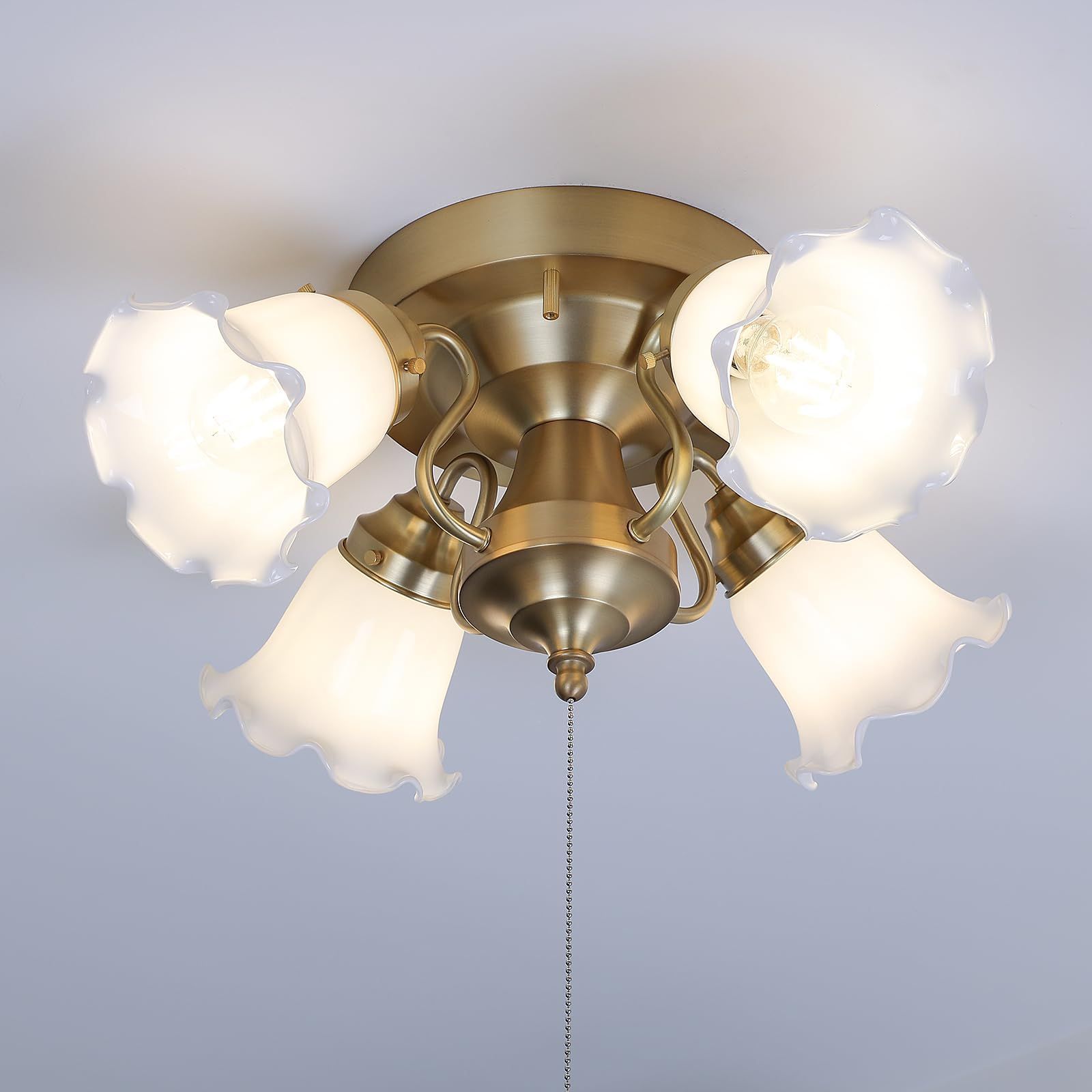 レトロ カフェ 北欧 アンティーク 寝室 ダイニング リビング LED 照明器具 クラック 12畳 10畳 天井照明 8畳 E26 真鍮おしゃれ ガラス LED電球付属 ペンダントライト 4灯 シャンデリア