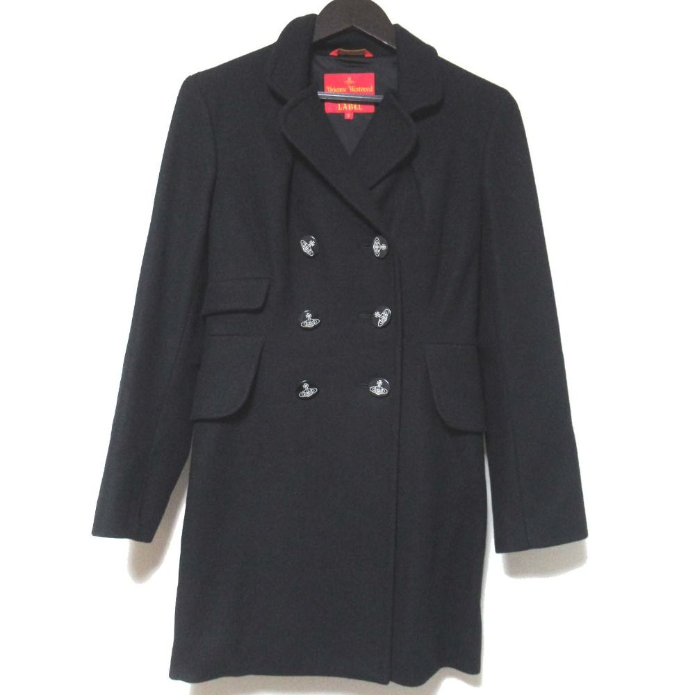 VIVIENNE WESTWOOD RED LABEL ヴィヴィアンウエストウッドレッドレーベル オーブボタン ダブルブレスト コート 2 ブラック レディース 古着