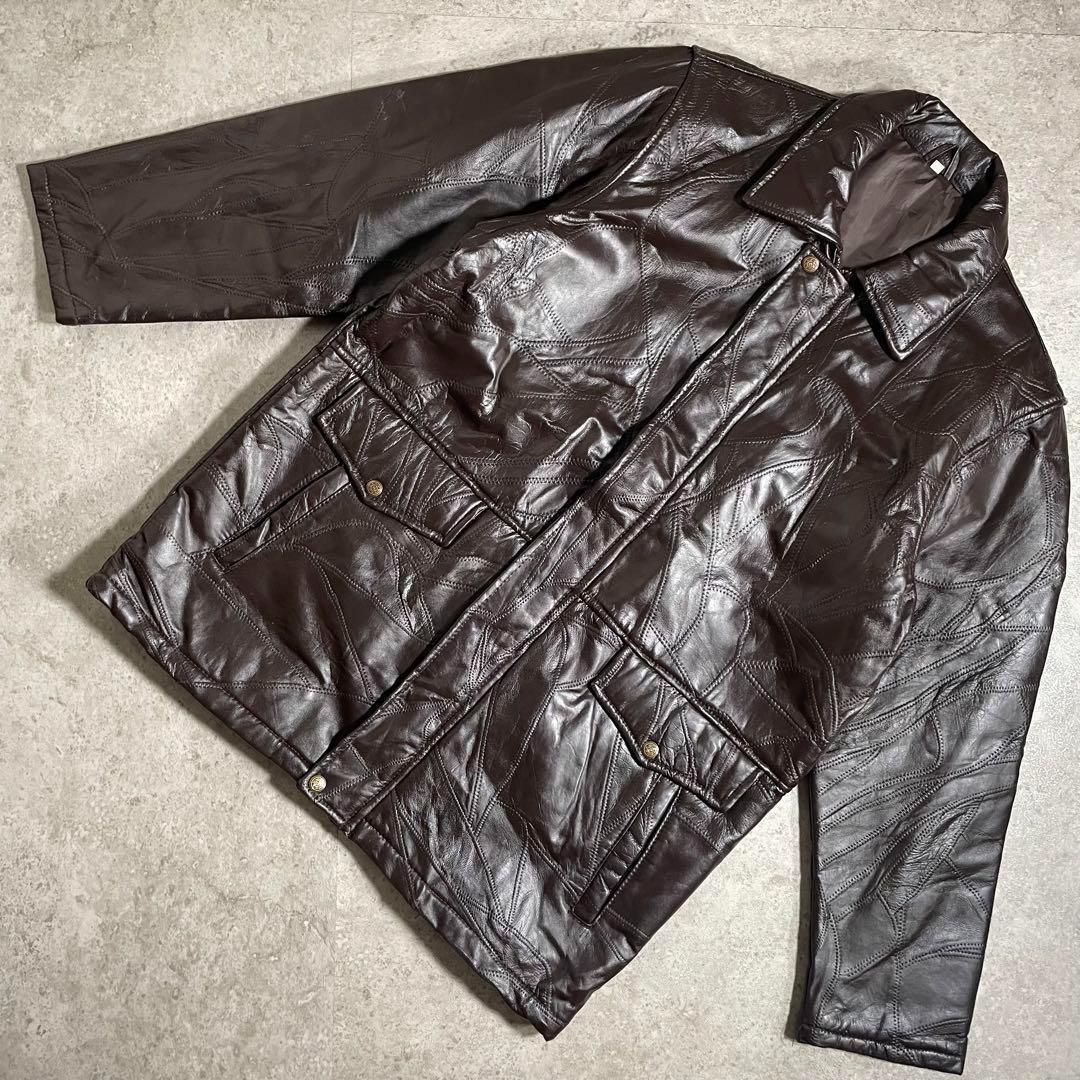 90s vintage ヴィンテージ ツギハギ レザージャケット ダークブラウン