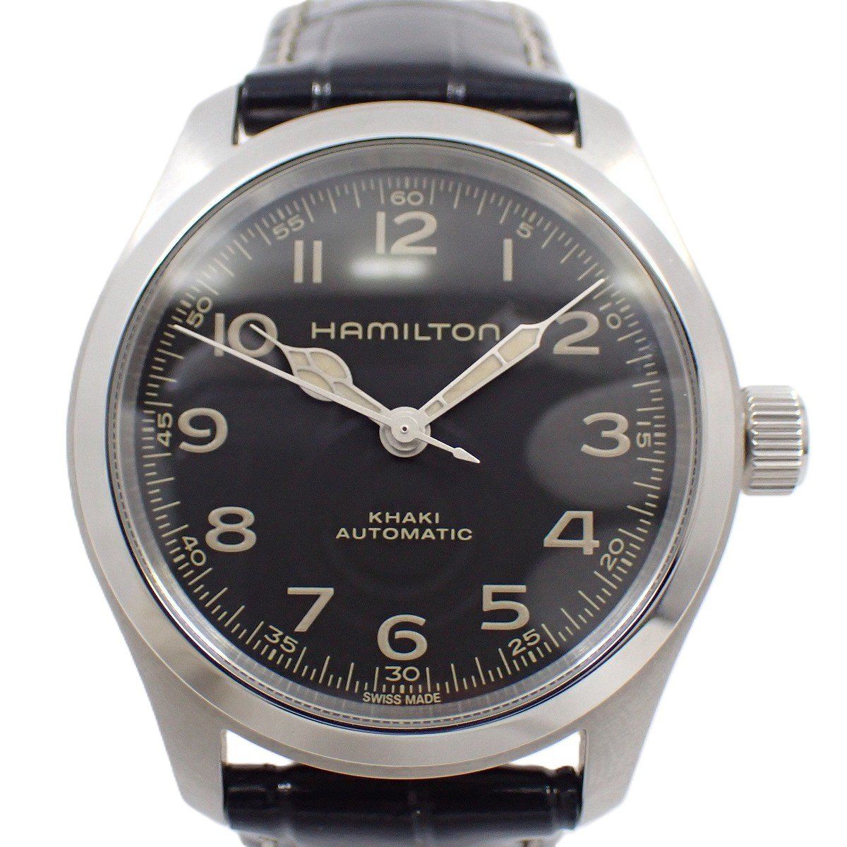 ハミルトン カーキフィールド マーフ オート 38mm 自動巻き メンズ 腕時計 黒文字盤 純正革ベルト H70405730 いおき質店