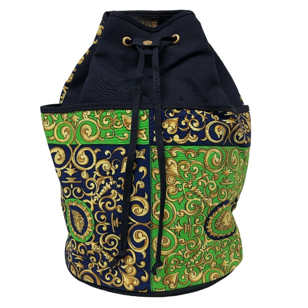 VERSACE/ヴェルサーチ 巾着 レザー リュック・デイパック グリーン 