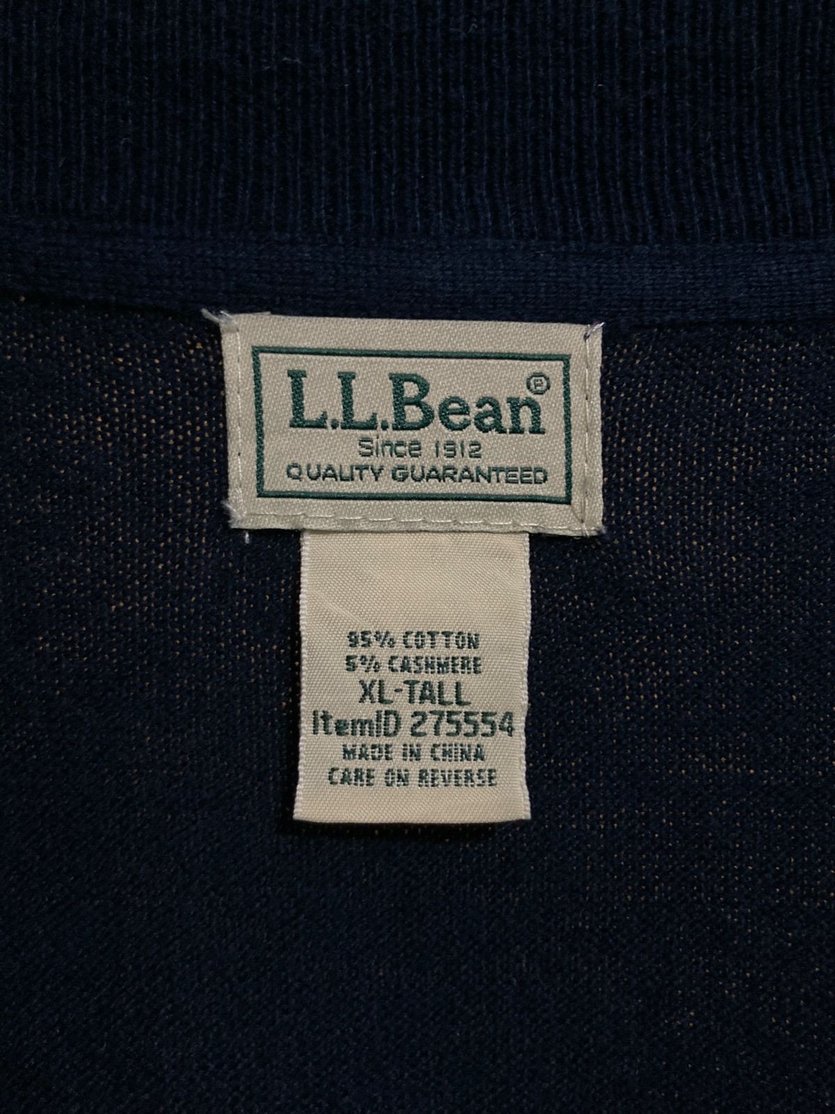 古着 00年代 00s L.L.Bean エルエルビーン ハーフジップ ニット セーター プルオーバー 無地 コットン ウール メンズ 3XL 4L 大きいサイズ