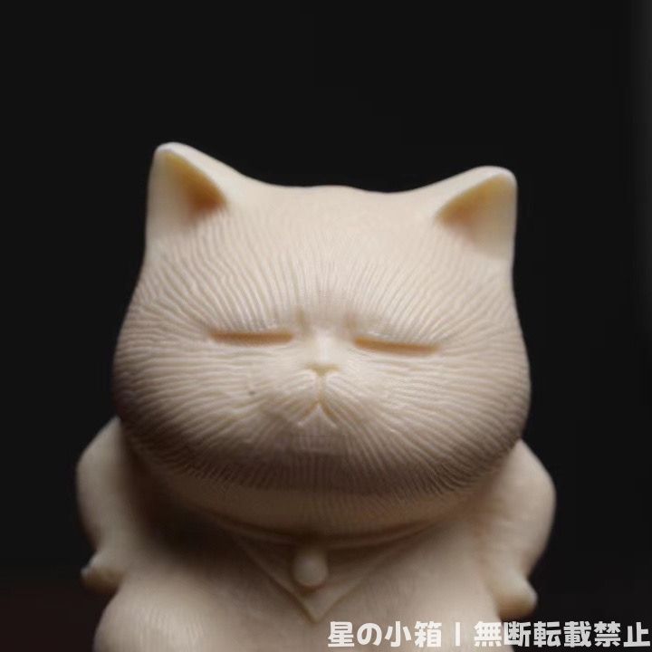 招き猫オブジェ インテリアデコレーション 動物置物 木彫り かわいい手作り猫