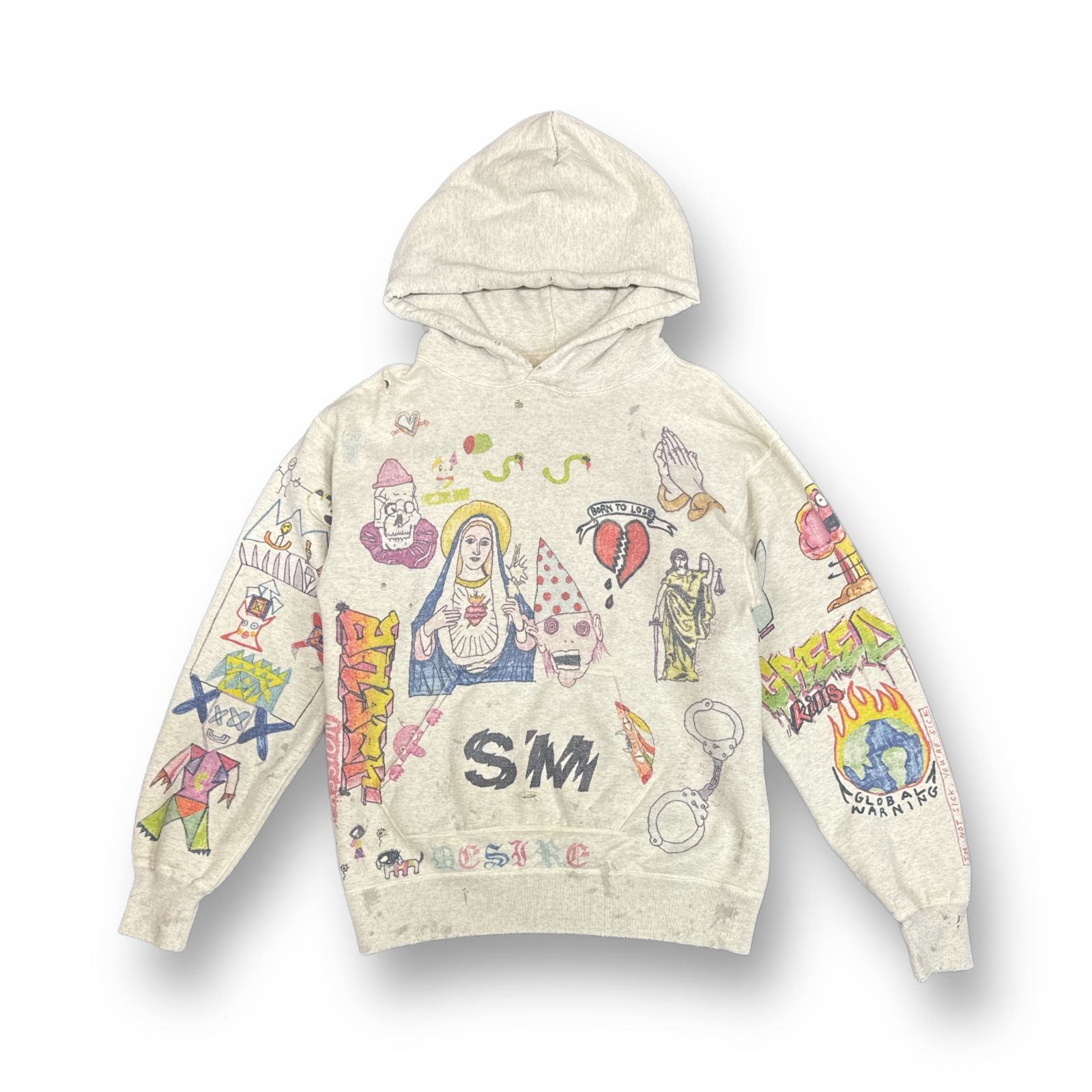 定価62700円 SAINT MICHAEL 21SS Hoodie Graffiti Grey SM-S21-0000-044 グラフィティ  スウェット フーディ パーカー セントマイケル L 70070A1