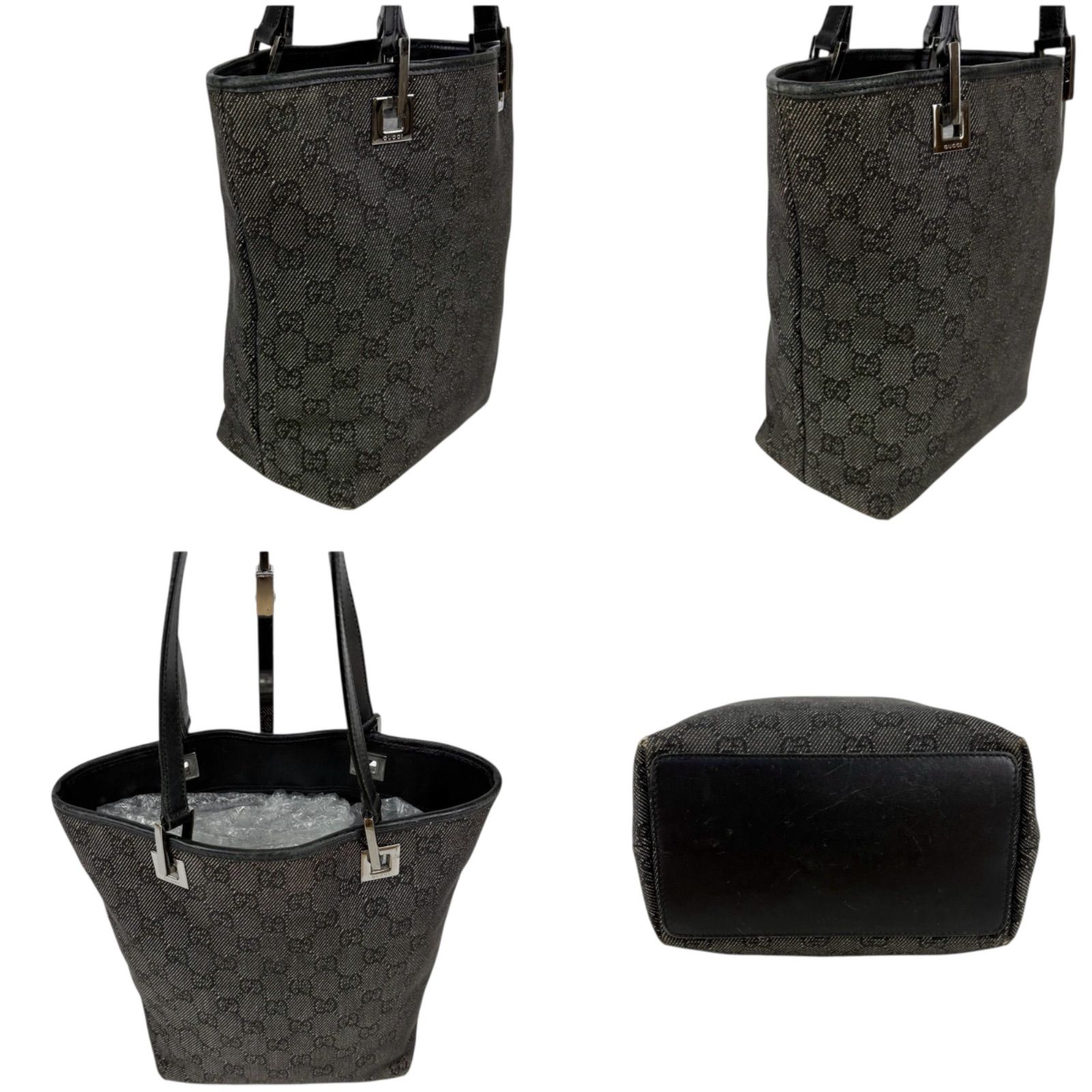 GUCCI グッチ ミニトートバッグ ブラック 黒 GGキャンバス 肩掛け 