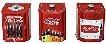【中古】Set of 3?TinボックスCoヴィンテージスタイルCoca ColaロゴTinコンテナwith Sloped Lids