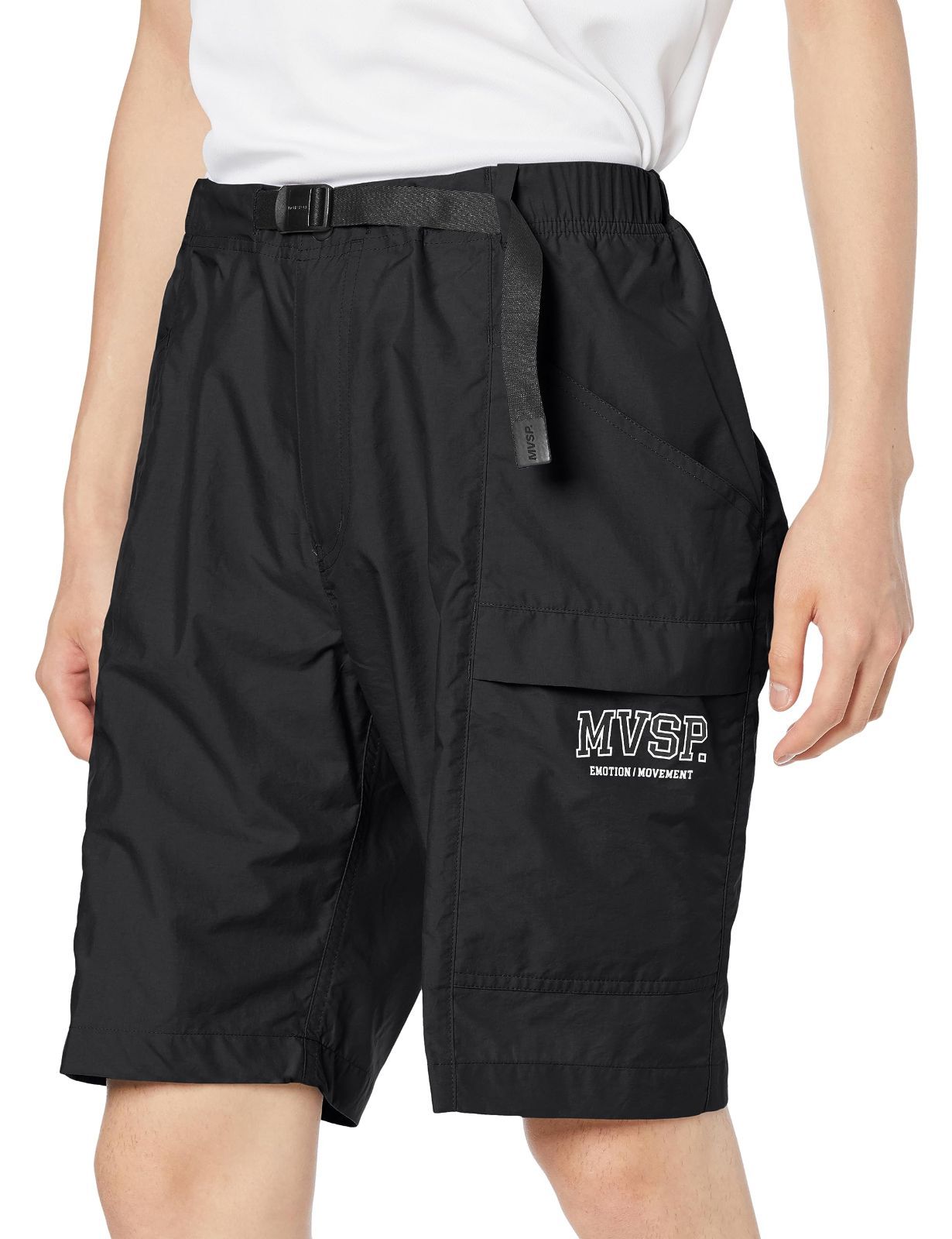 Size M_Color BK ムーブスポーツ カーゴショートパンツ デサント ハーフパンツ 軽量 シェル ポケット シワになりにくい 防風 MVSP BK M