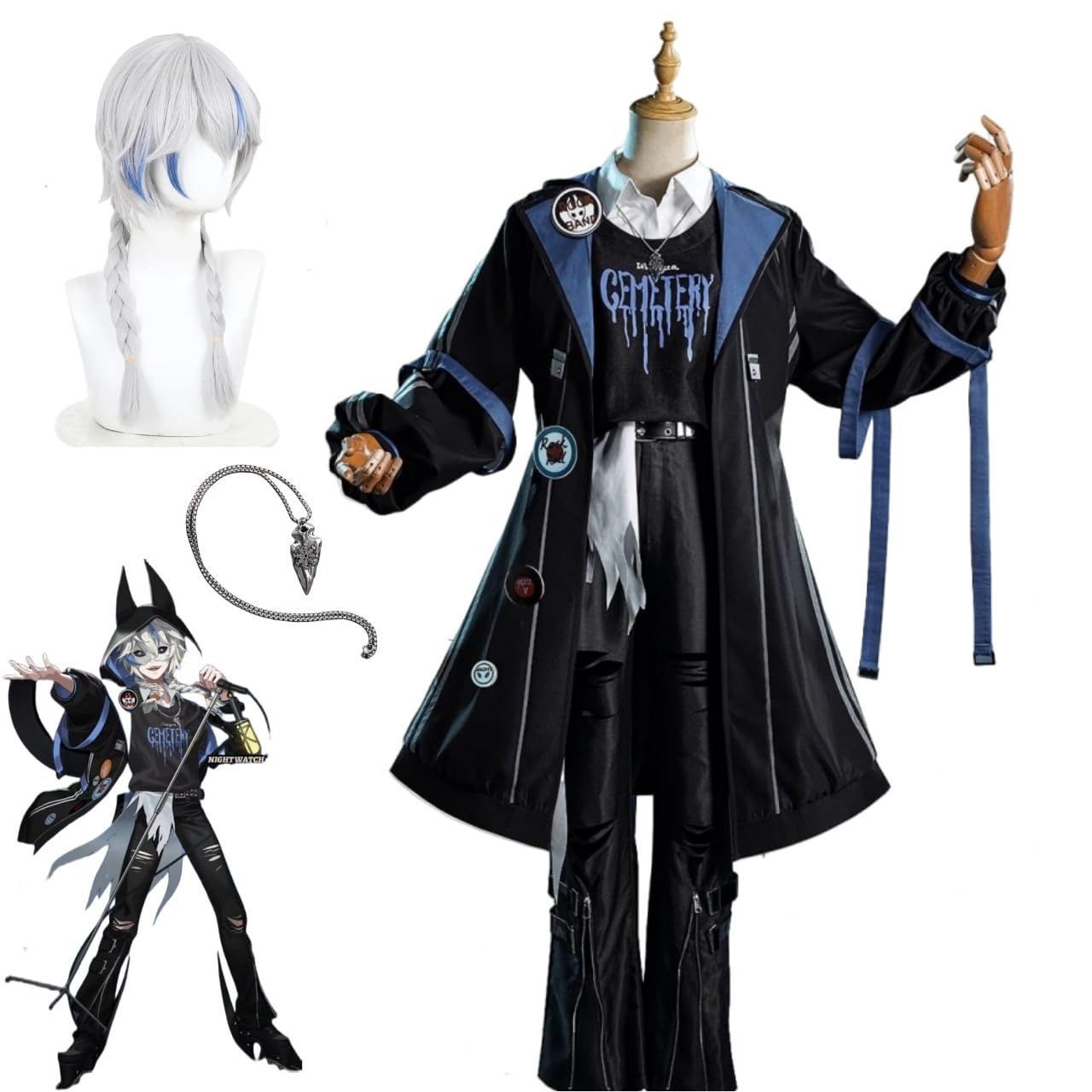 衣装セット ウィッグ Orehid 第五人格 夜の番人 イタカ 夏コミ コスプレ衣装 コミケ C104 コンサート 全セット ネックレス ヘアロープ バッ ハロウィン