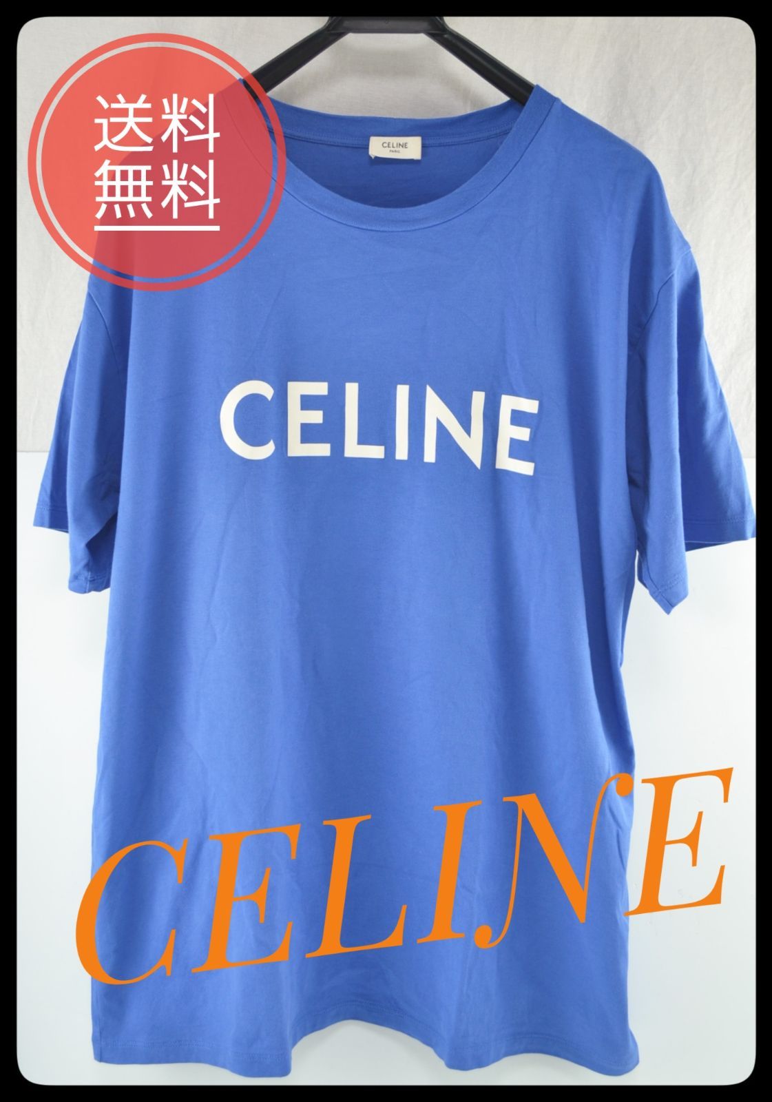 CELINE/セリーヌ 2X681501F ロゴプリントデザイン コットン100％ クルーネック 半袖Tシャツ/カットソー ブルー