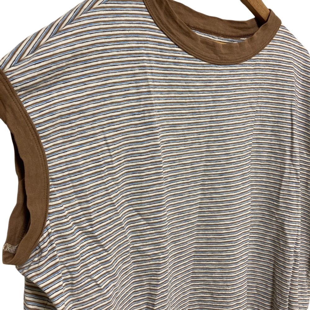 45R フォーティファイブアール アイビーボーダー天竺のMキャミ ノースリーブ カットソー Tシャツ 70470221 サイズ0 ブラウン系 レディース 古着 USTAUSTRALIA_COM_AU