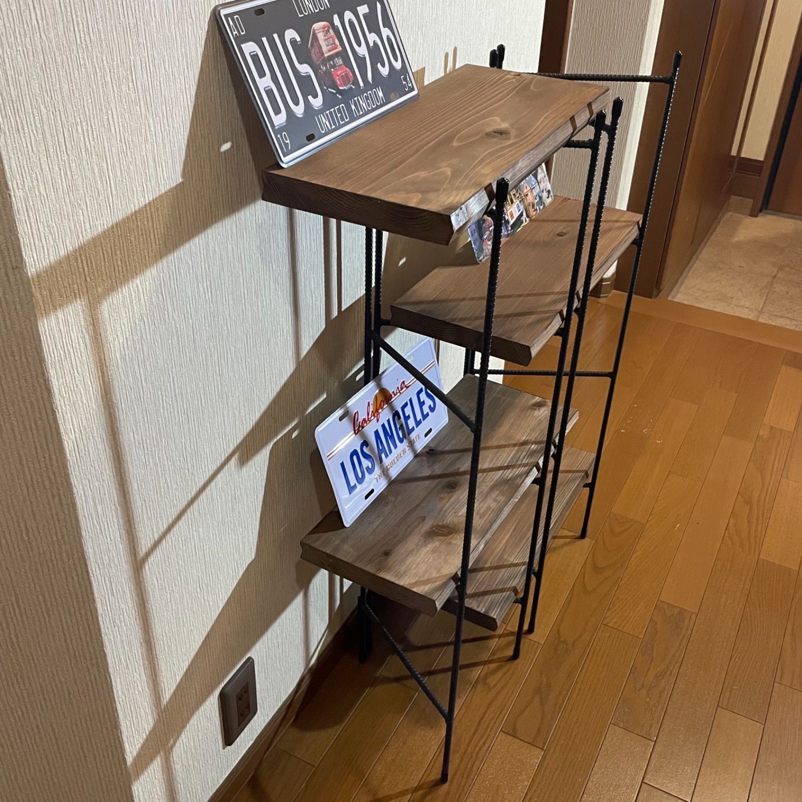 手作りアイアン家具 折り畳みラック アンティーク 西海岸インテリア 板幅50cm 手作りアイアン家具 折り畳みラック アンティーク 西海岸インテリア 板
