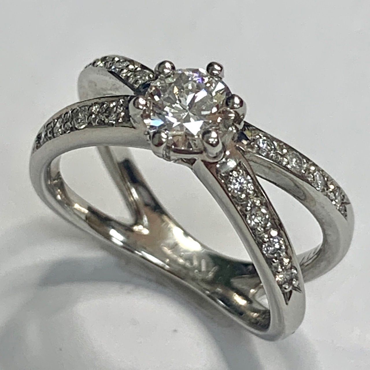 ダイアモンドリング K18ホワイトゴールドリング ハイファッシン