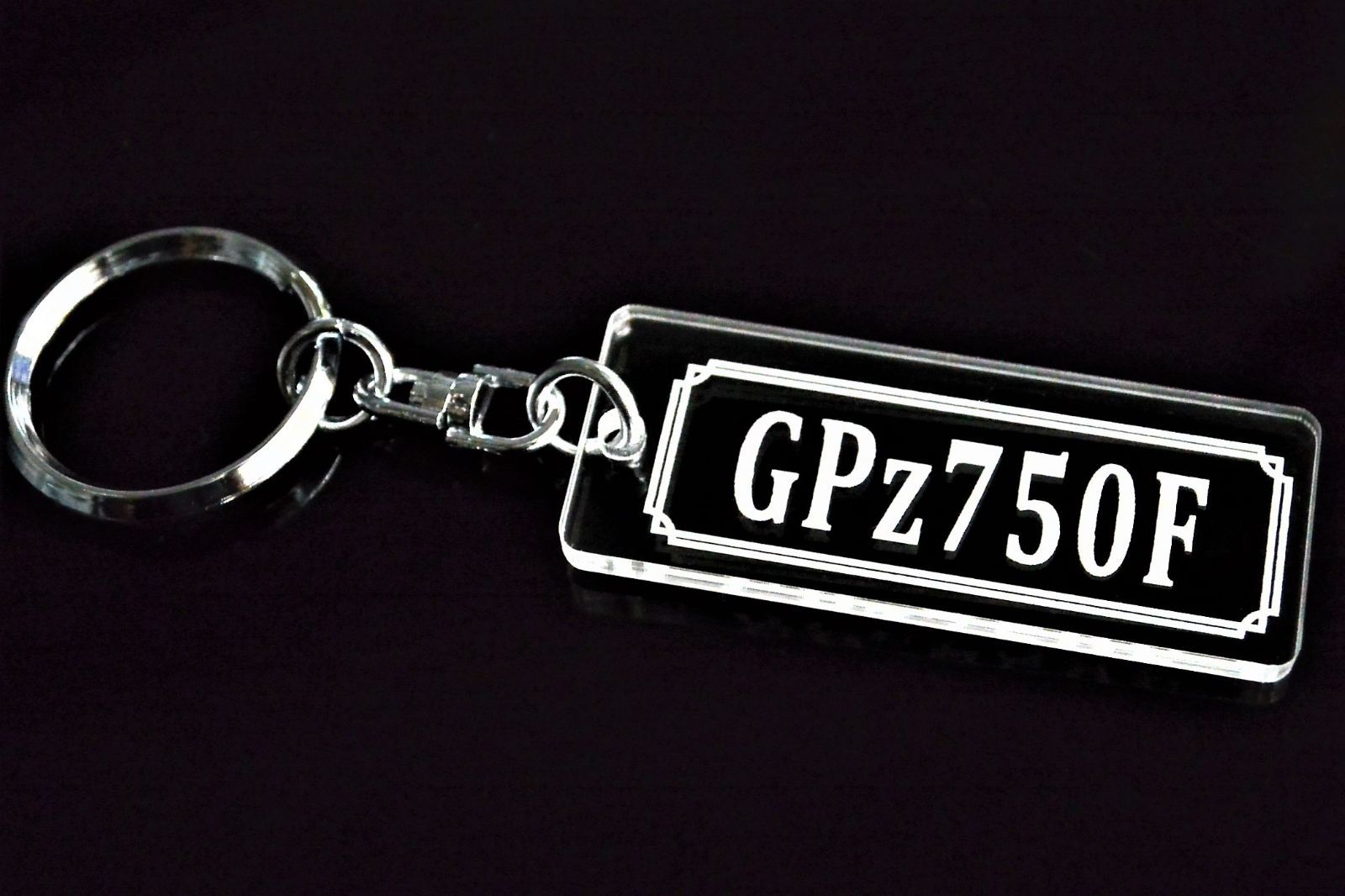 A-743 GPZ750F アクリル製 クリア 2重リング キーホルダー カスタム パーツ 外装 シート ミラー ハンドル 等のアクセサリーに