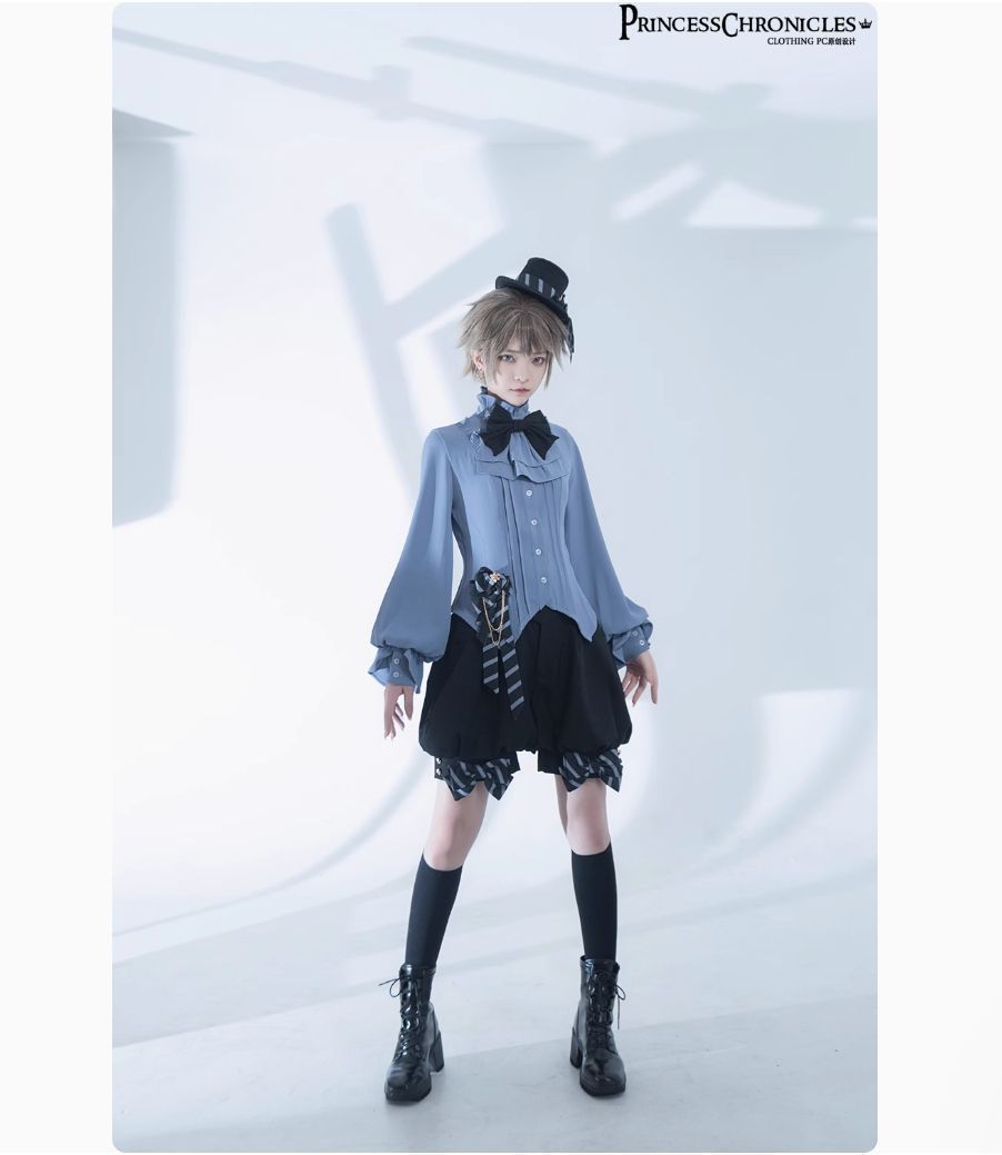 2点セット Lolita 王子系 ショートパンツ レディース コスプレ 長袖シャツ トップス かっこいい カジュアル 柔らかい シンプル ファッショ