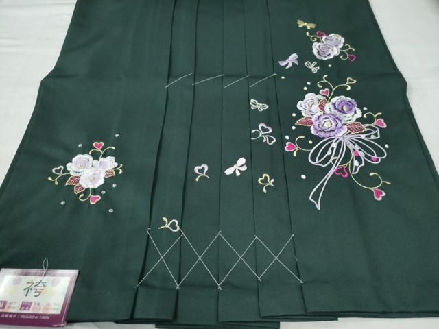 平和屋着物○女性 行灯袴 総刺繍 花唐草文 高麗納戸色 卒業式 洗える  