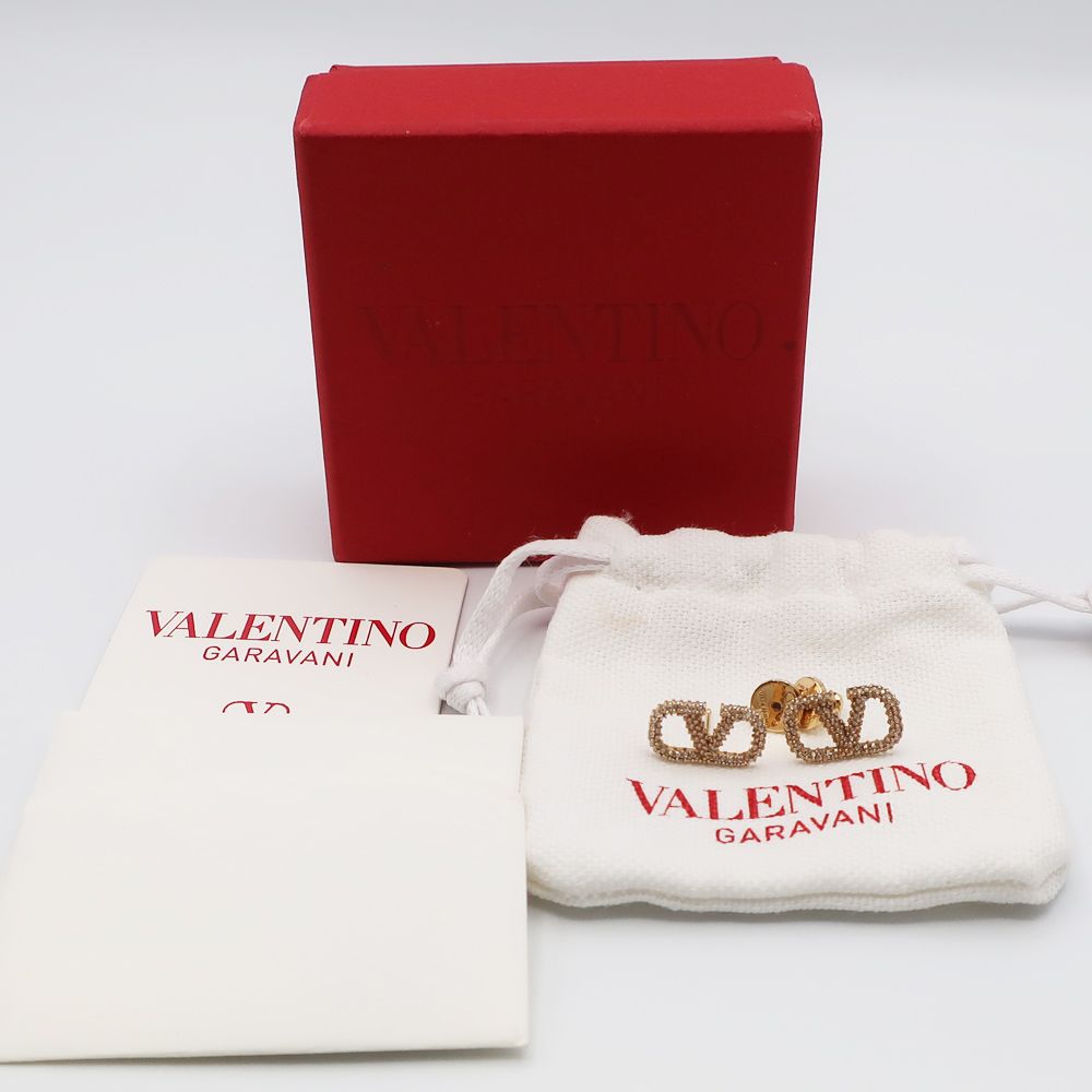 ヴァレンティノ Vロゴ シグネチャー パヴェ スタッド ピアス ゴールド 並行輸入品 ヴァレンティノ Vロゴ シグネチャー パヴェ スタッド ピアス ゴールド