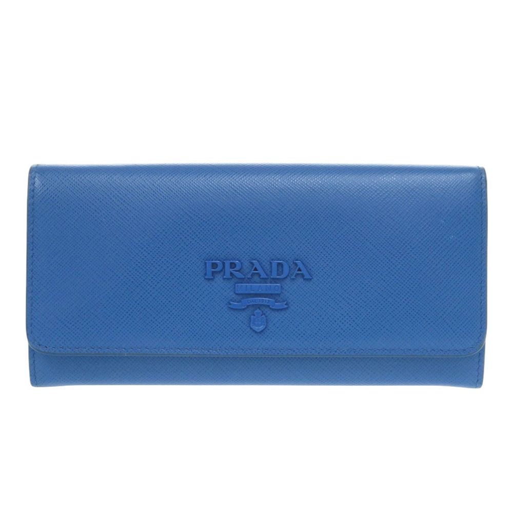 プラダ 1MH132 サフィアーノシャイン レザー ブルー 長財布 青 0350 PRADA