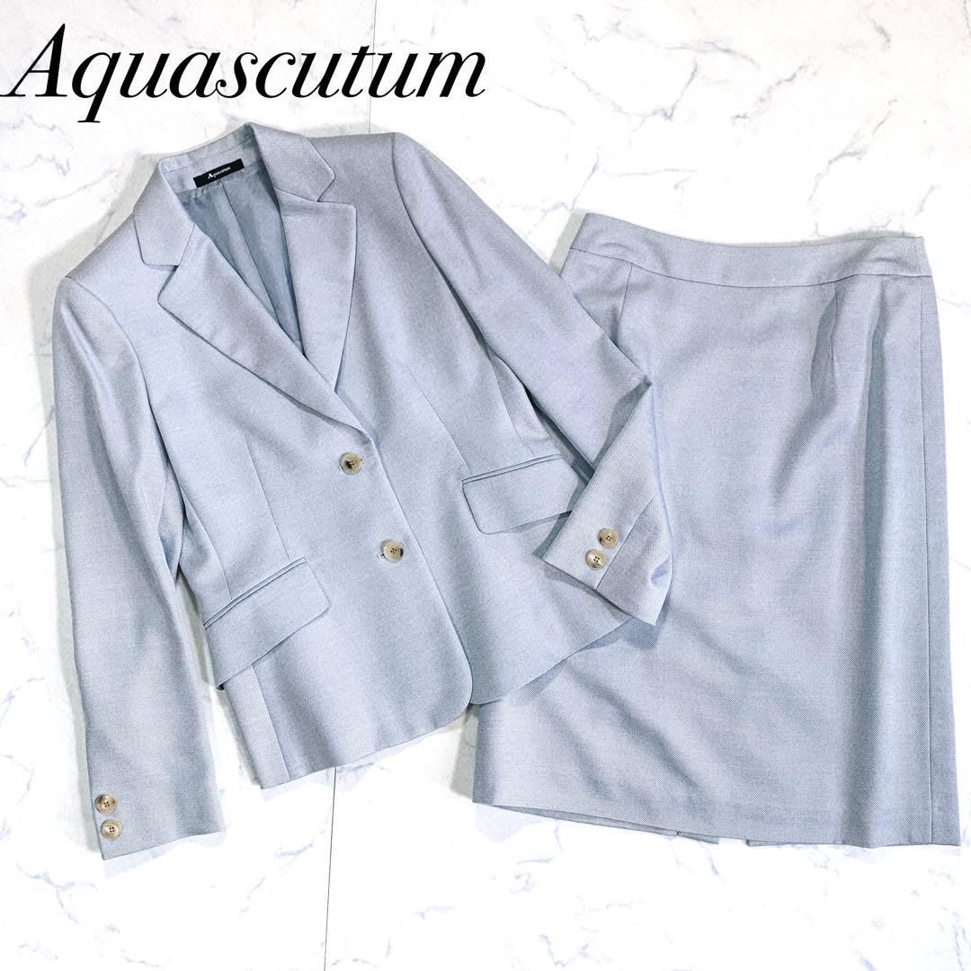 美品 Aquascutum アクアスキュータム 9号 セットアップスーツ レディース 上下 スーツ テーラードジャケット×膝下スカート 背抜き ミセス  絹 シルク混 フォーマル ビジネス 高級感 上質 日本製 - メルカリ