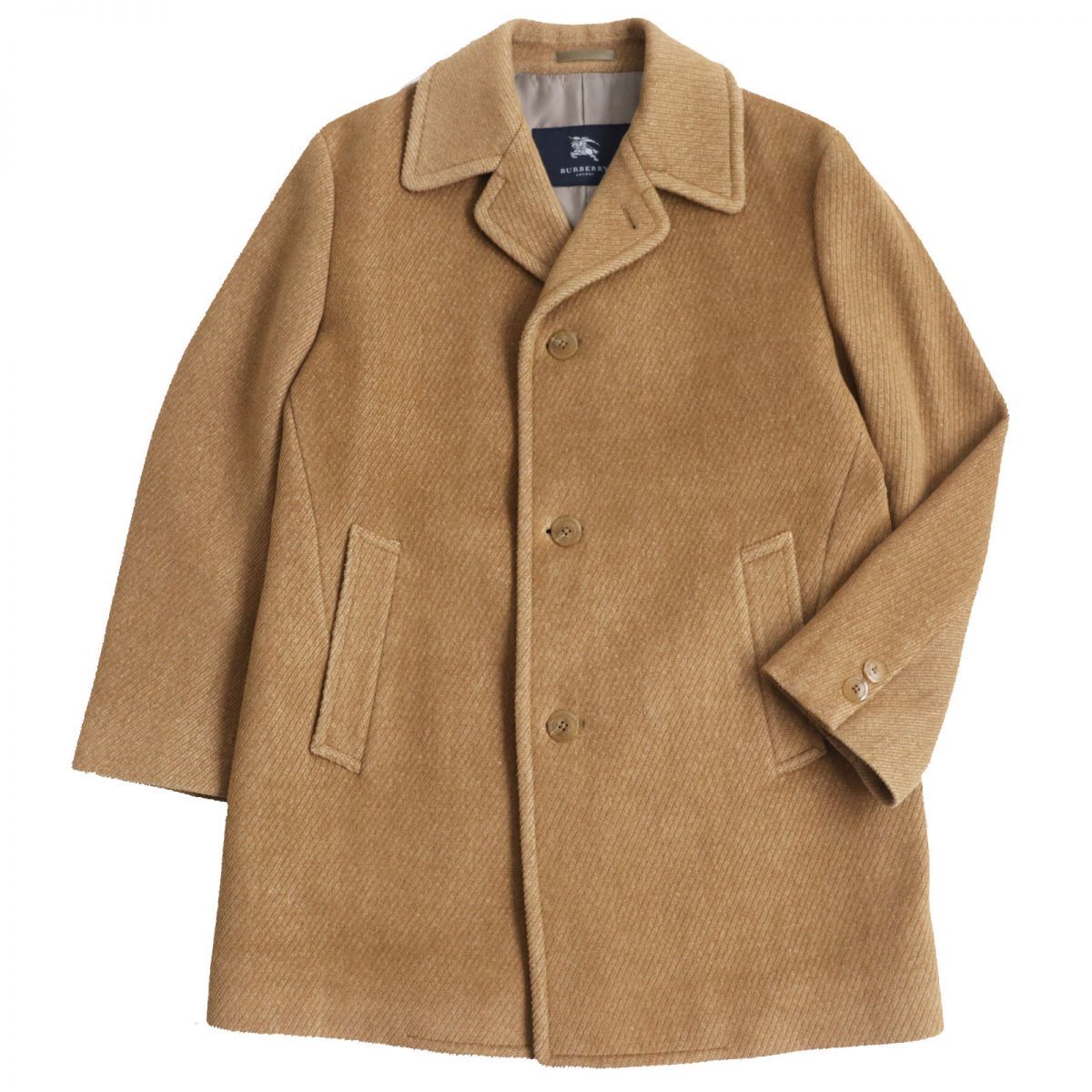 美品　BURBERRY　バーバリー　ロンドン　コート　ロゴボタン　メンズ 極美品○BURBERRY LONDON バーバリーロンドン アンゴラ混 ロゴ