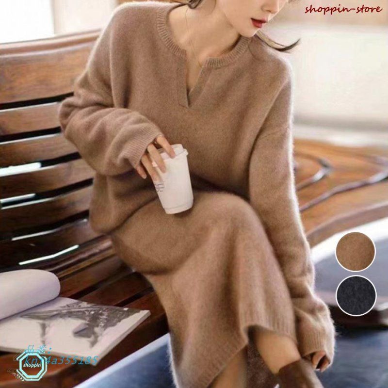 こなれ感 ニットセットアップ 上品韓国風 kni4a355185