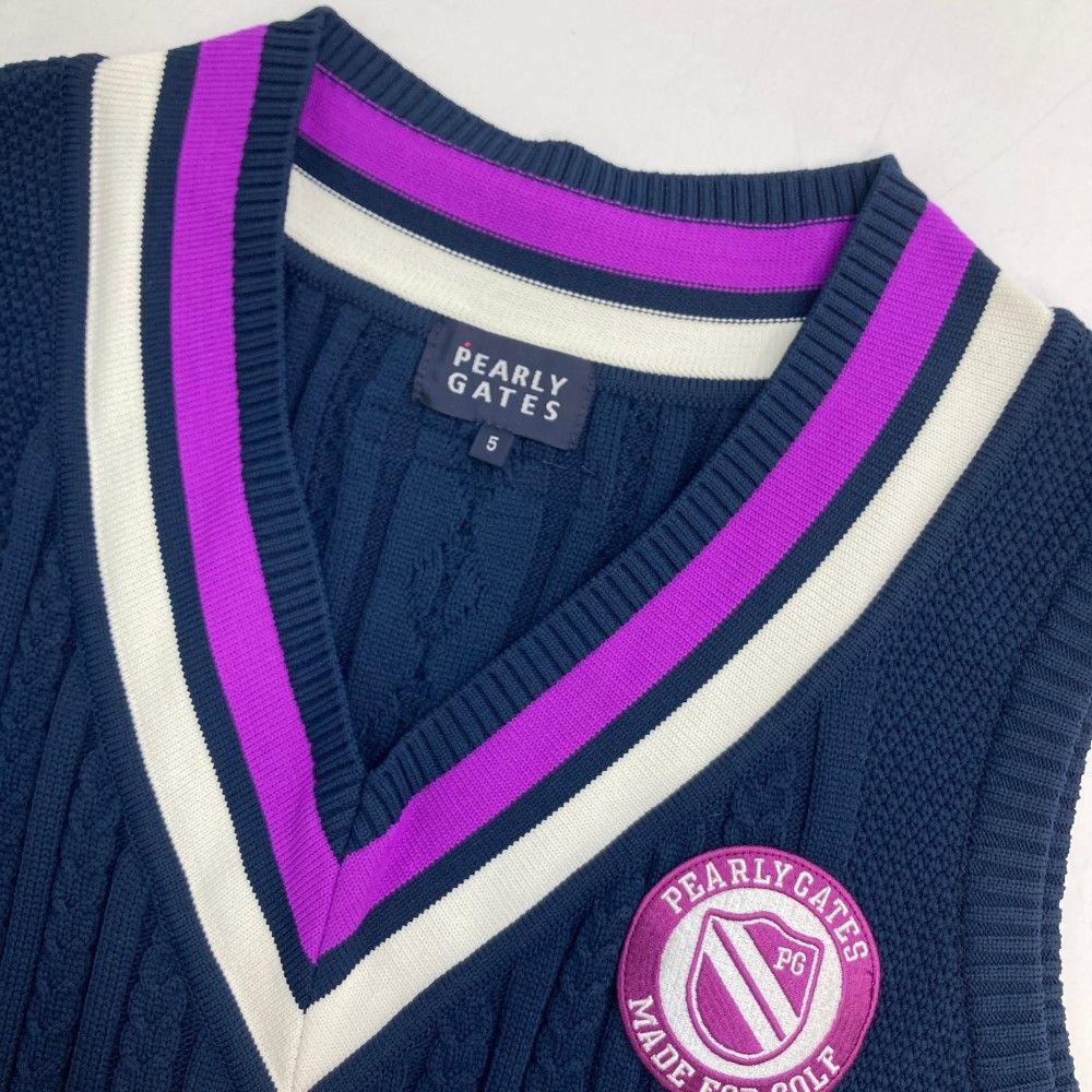 PEARLY GATES パーリーゲイツ Vネックニットベスト ネイビー系 5
