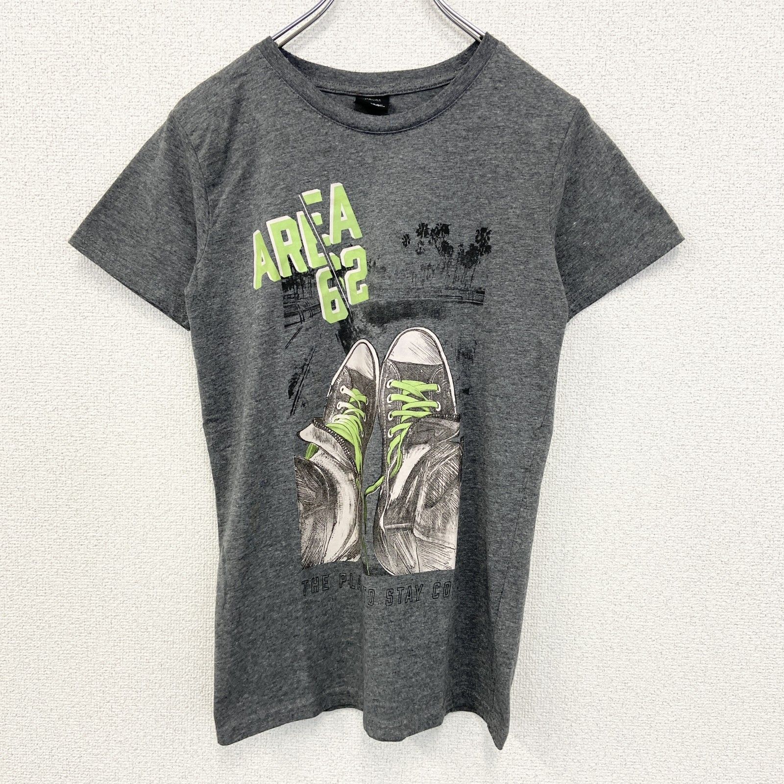 プリント Tシャツ 半袖 グレー 古着 used chapter Young 半袖プリントTシャツ AREA62
