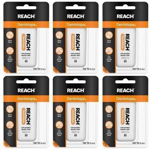 【格安，正規品】 REACH Dentotape Waxed Tape, Unflavored 100 Yards 6 pack (91.4 m) [並行輸入品] 歯ブラシ