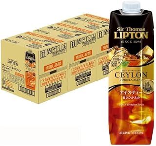 キーコーヒー サー トーマス リプトン アイスティー 甘さひかえめ テトラプリズマ 1L 1000ml 紙パック 6本×3ケース 18本