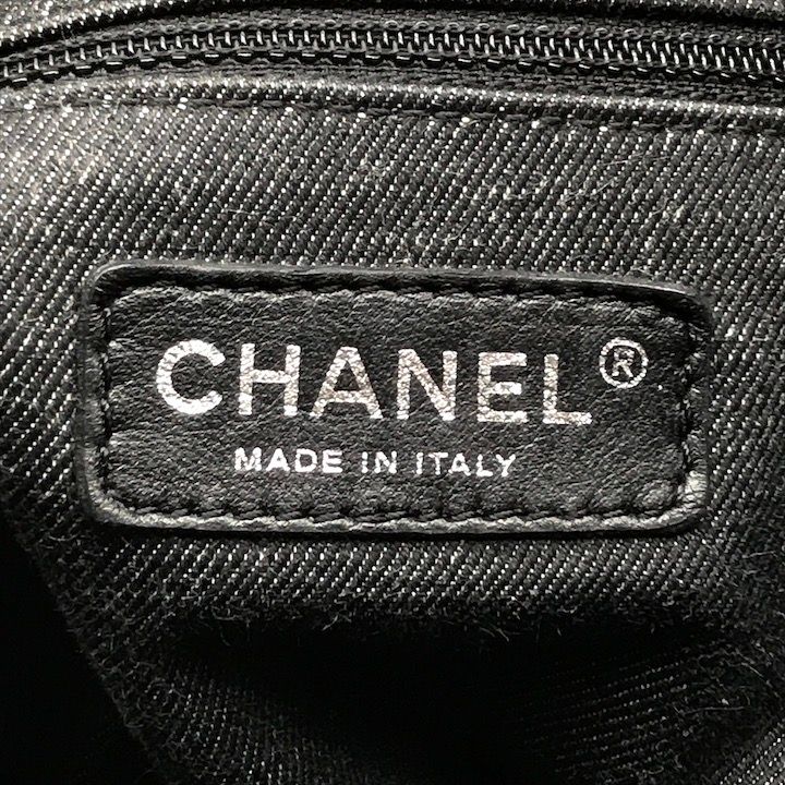 良品 CHANEL シャネル 2WAY ココマーク ボーダー キャンバス チェーン