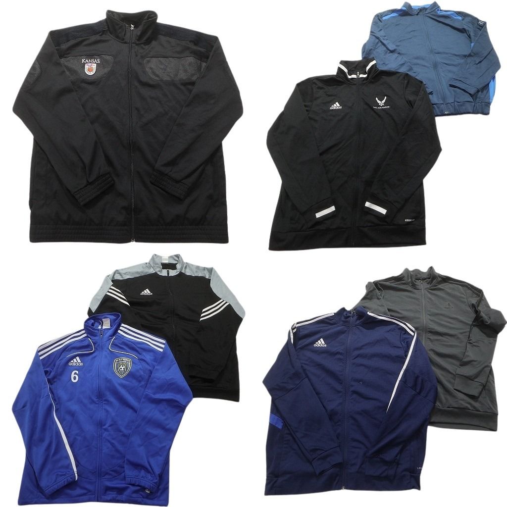 古着卸 まとめ売り アディダス フルジップ ジャージ ジャケット 7枚セット (メンズ XL ) エアフォース サッカーチーム 中古 古着 NC2352
