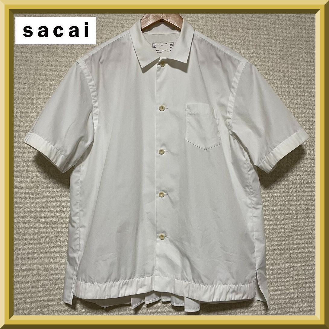 サカイ Sacai プリーツ付きベージュ半袖シャツ 24SS sacai サカイ プリーツ加工 半袖シャツ メンズ 24-02338M 定価