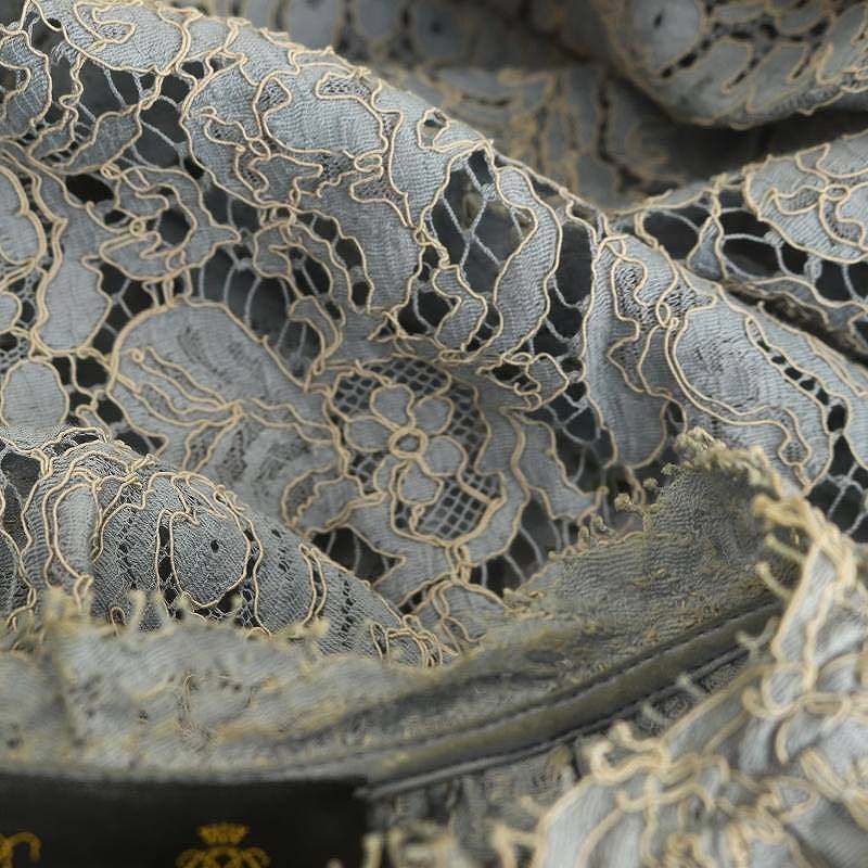 ドゥロワー Drawer レースジップアップブルゾン 長袖 38 M 青 ブルー