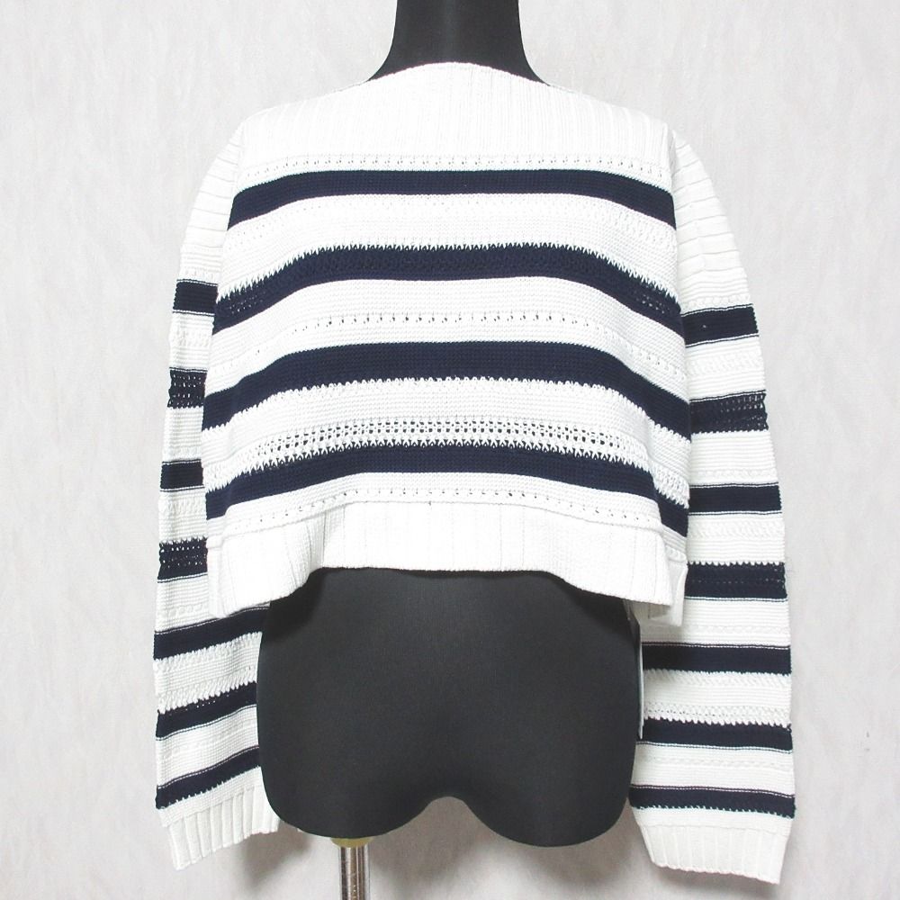IENA - 未使用 24SS IENA イエナ デザインボーダープルオーバー ショート丈 クロップドニット セーター 24080900226010 F ネイビー レディース 古着 中古 USED 未使用 24SS IENA イエナ デザインボーダープルオーバー