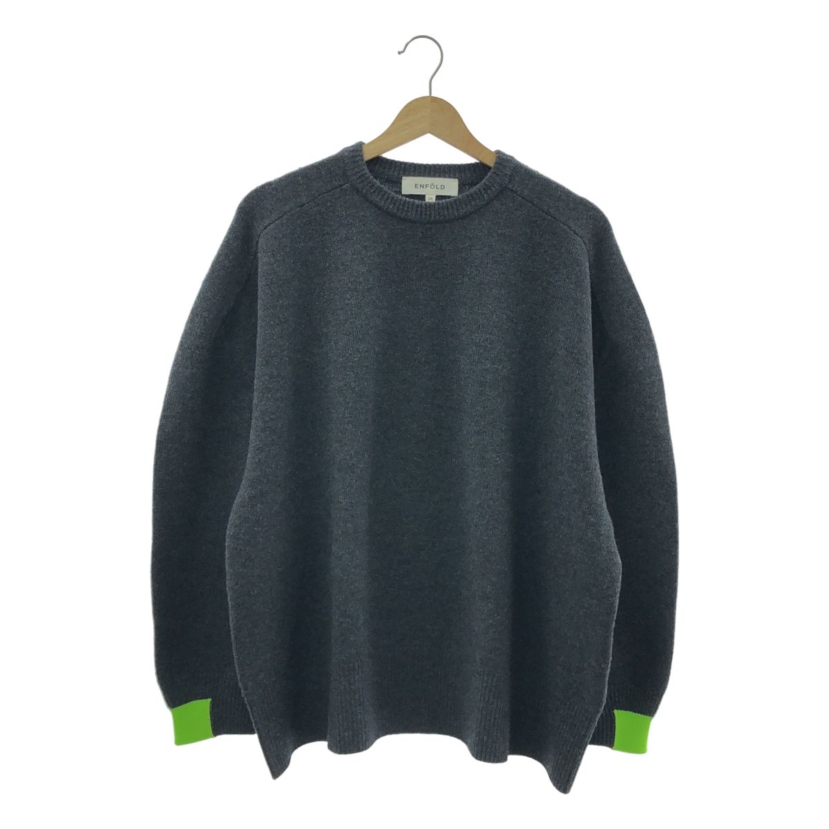 ENFOLD | エンフォルド | 2025AW | WIDE CIRCLE PULLOVER クルーネック ニット | 38 | チャコールグレー | レディース