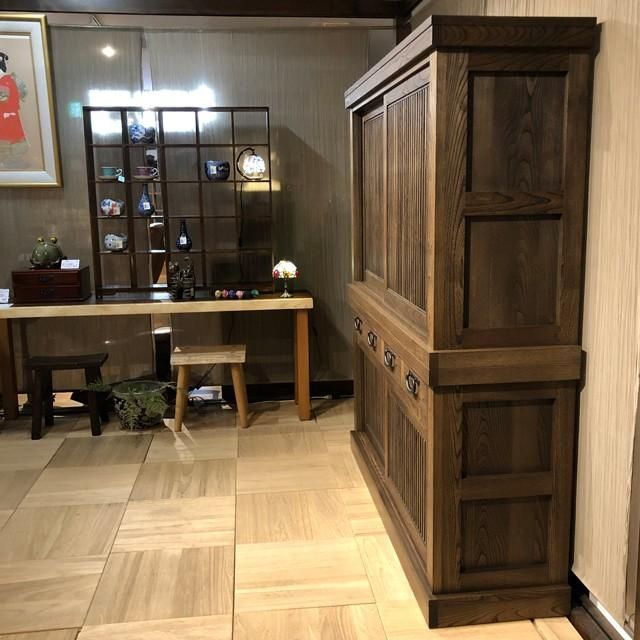 日孟　水屋　みずや　和箪笥　古民家　アンティーク　食器棚 水屋箪笥 茶箪笥 食器棚 和家具 民芸調家具 アンティーク タモ