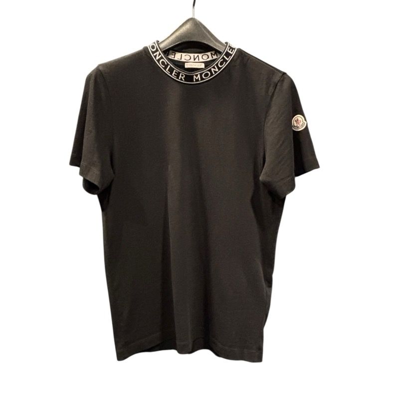 モンクレール MONCLER ネックロゴTシャツ 8C000 ブラック コットン メンズ 半袖Ｔシャツ