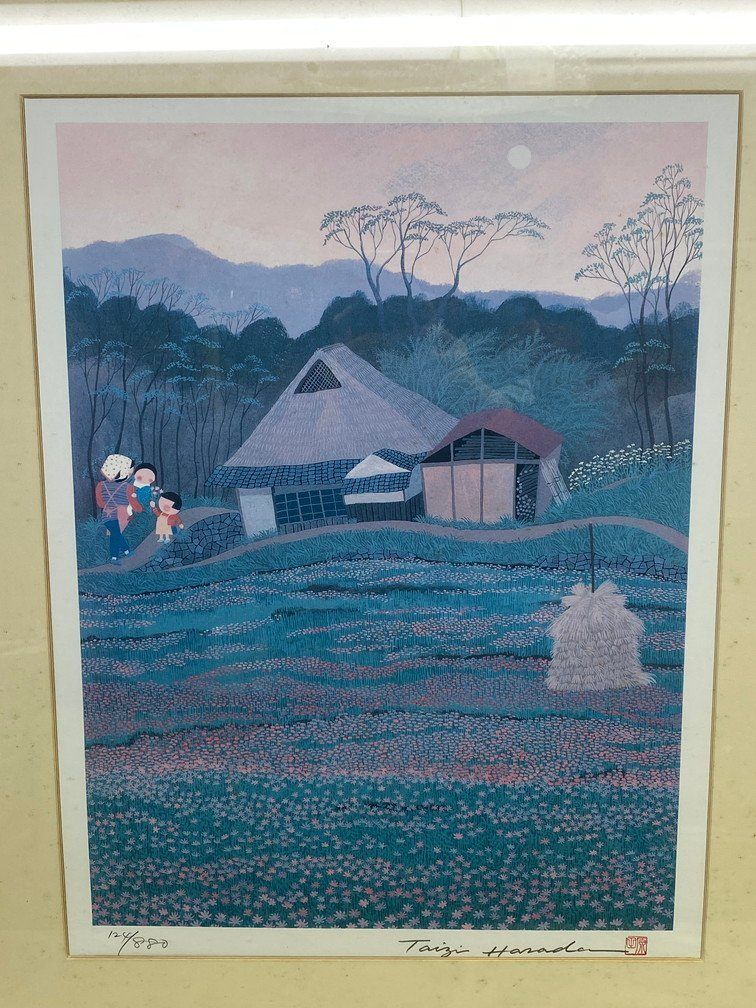 原田泰治 真作 「春 れんげ畑」ふるさとの四季 第七集 絵画 風景
