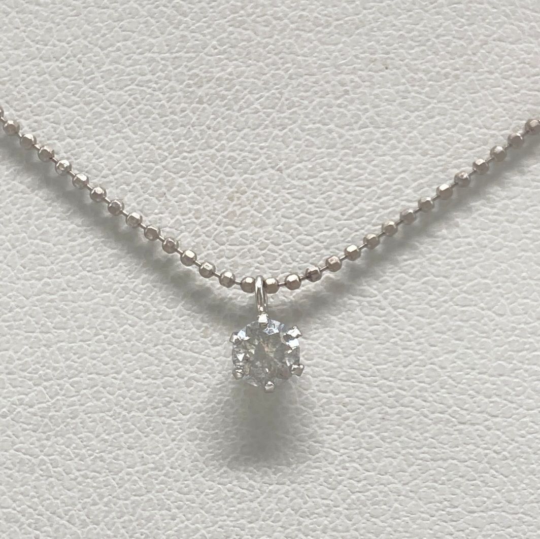 美品】プラチナ Pt1000 1粒ダイヤ0.2ct ✨ボールチェーンネックレス 